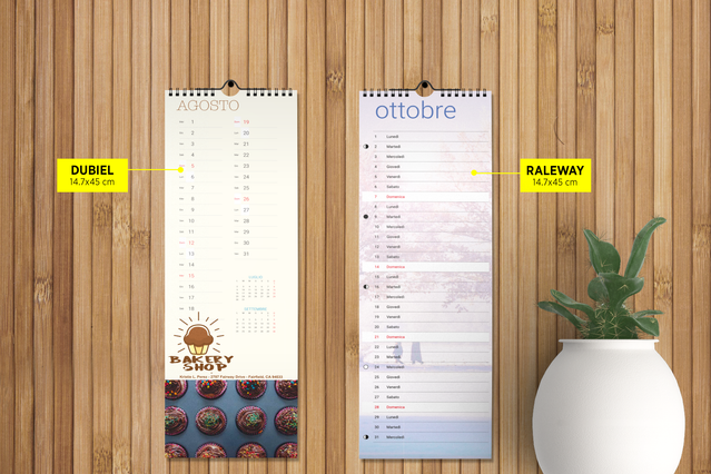 Stampa online muro 147x45 7: Il configuratore di Sprint24 ti permette di creare dei calendari da parete con foto personalizzate che possano riportare fedelmente le specifiche da te pensate.