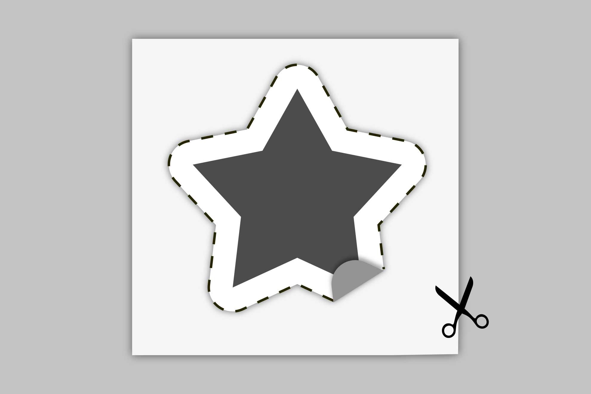 Sagomato: Gli adesivi saranno consegnati singolarmente pretagliati secondo il tracciato inviato con un bordo che ne faciliti la spellicolatura.