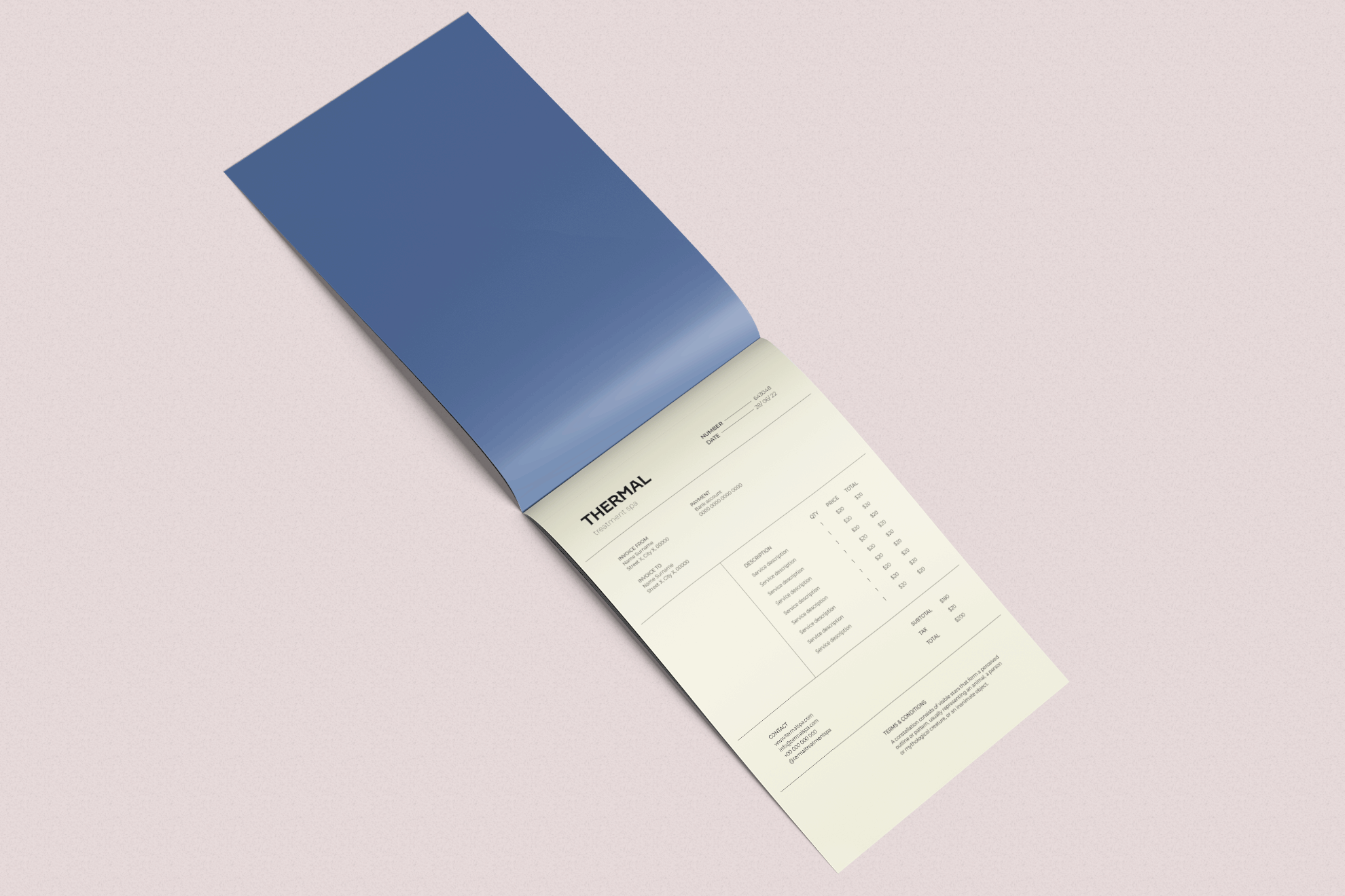 Blocco autocopiante termico professionale con elegante copertina blu e layout di modulo personalizzabile. Perfetto per aziende che necessitano di copie senza carbonio per fatture, ordini o registri giornalieri. I blocchi autocopianti di Sprint24 garantiscono impressioni nitide e duplicati affidabili con opzioni di personalizzazione complete.