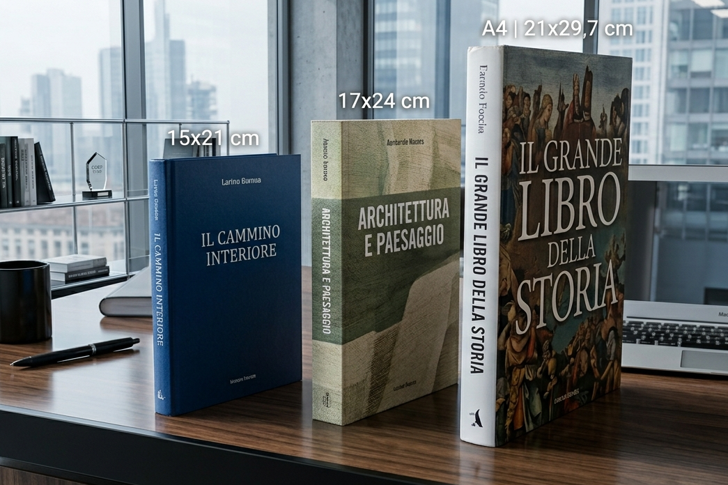 formati-stampa-libri-offset-15x21-17x24.jpg: Formati più comuni per la stampa di libri in offset: 15x21, 17x24 e A4