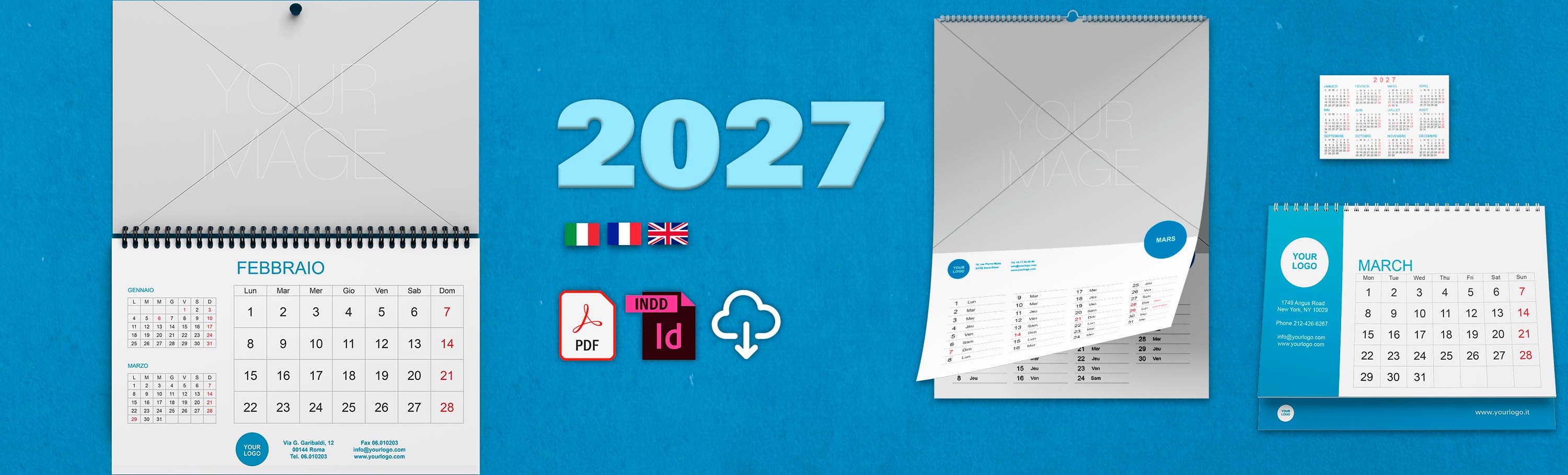 Calendario personalizzato 2027 con sconti fino al 40%. Scarica gratuitamente i template per la creazione dei tuoi calendari personalizzati! Ordina con Sprint24!