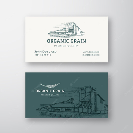 Biglietti da visita grano biologico con illustrazione mietitrice Biglietti da visita agricoli aziende grano biologico stampa fronte-retro premium qualita. Sprint24.