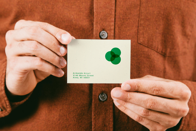 Biglietto da visita carta riciclata ecologica logo verde. Carte 100% biodegradabili senza plastica Sprint24.