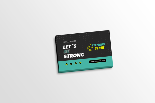 Questo design moderno di biglietto da visita presenta un'immagine professionale di personal trainer con i colori turchese e nero, ideale per allenatori personali. Il layout minimalista con il messaggio 'Sii Forte' lo rende perfetto per i professionisti del fitness da distribuire durante l'onboarding dei clienti e il networking in palestra. Stampa online questo biglietto da visita per personal tra…