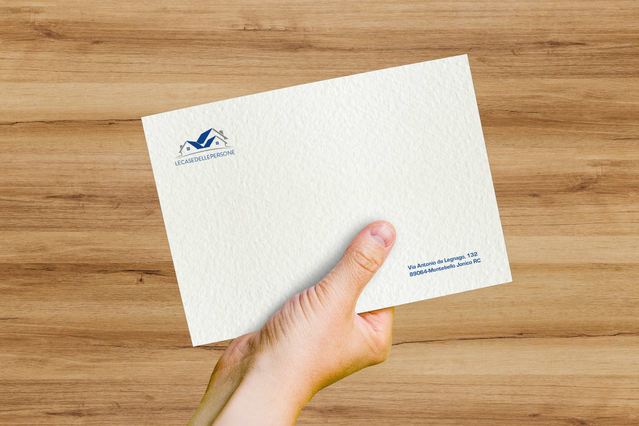 Busta Tintoretto Neve effetto neve FSC con logo. Eventi prestigiosi e inviti matrimonio Sprint24.