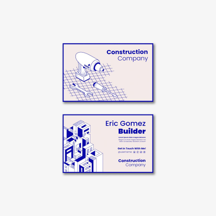 Biglietti da visita professionali con elementi di design geometrico e isometrico moderni adatti a architetti e professionisti della costruzione. La tipografia pulita e la grafica tecnica riflettono l'expertise creando un'impressione memorabile. Sprint24 consegna biglietti da visita personalizzati di alta qualità con stampa veloce e affidabile.
