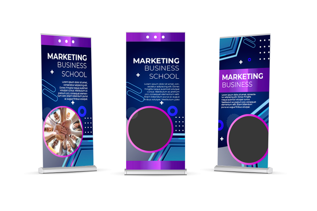 Roll-up pubblicitari personalizzati layout di design moderno per campagne marketing. Sprint24.