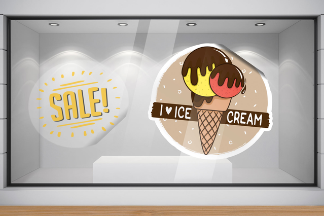 Attira i clienti nel tuo negozio di gelato con affascinanti vetrofanie che presentano immagini di prodotti vivaci e messaggi promozionali. Questo design professionale combina le informazioni di vendita essenziali con elementi visivi accattivanti che coinvolgono i passanti e aumentano il traffico pedonale. Perfetto per creare una vetrina invitante che mette in mostra le tue offerte e fa risaltare …