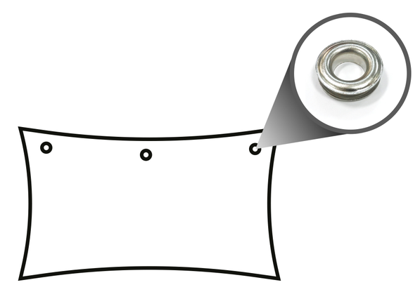 Lato superiore - Occhielli zincati: Applicazione ogni 50 cm di occhielli zincati