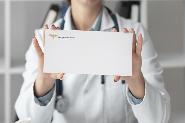 Busta medica professionale per cliniche e laboratori con branding personalizzato e marchio. Sprint24.