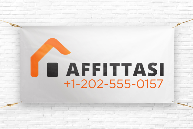 Striscione pubblicitario maglia PVC bianca con occhielli per installazione esterna. Sprint24.