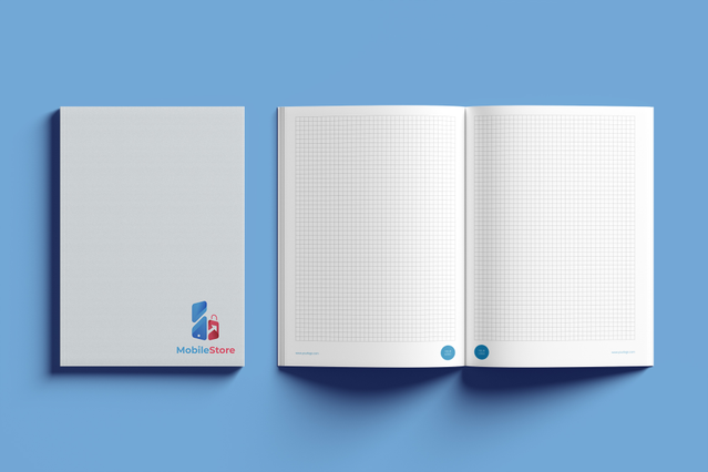 Modello quaderno brossura A4 personalizzabile pagine quadrettate per diari marca e aziendali. Sprint24.