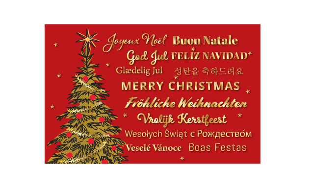 Buona Natale Varie Lingue Oro 17x11