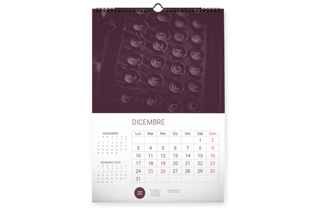 Stampa Calendario da Muro Personalizzato 13 fogli Online: Stampa calendari personalizzati da muro 13 fogli per far ricordare ogni giorno la tua azienda ai tuoi clienti. Configura e ordina online i tuoi calendari