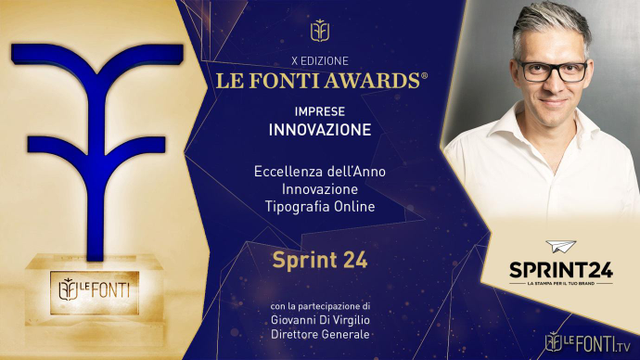 Sprint24 vince il Premio le Fonti Awards: Vuoi stampare online i tuoi prodotti editoriali? Sprint 24 è stata premiata come “Eccellenza dell’Anno Innovazione Tipografia Online”.