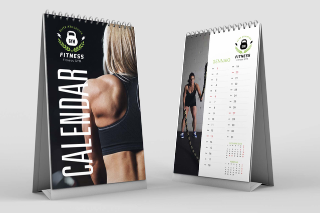 Stampa online Calendario da Tavolo Fitness: Stampa Calendari da tavolo personalizzati per far ricordare ogni giorno la tua azienda ai tuoi clienti. Configura e ordina online i tuoi calendari su Sprint24.